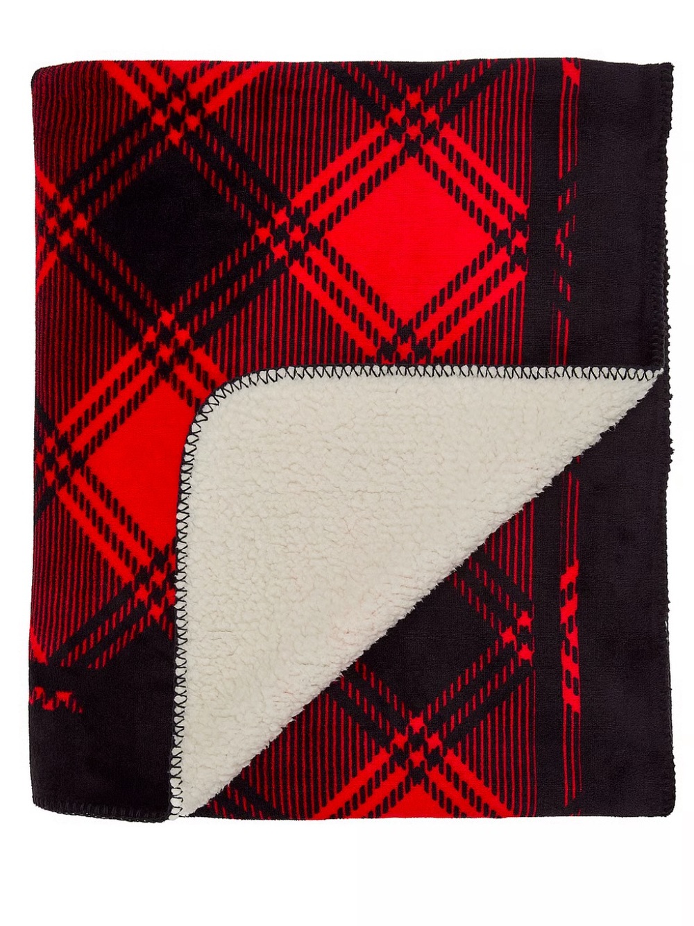 NWT Victoria’s Secret Pink Sherpa Plaid Throw Blanket - Picture 2 of 4